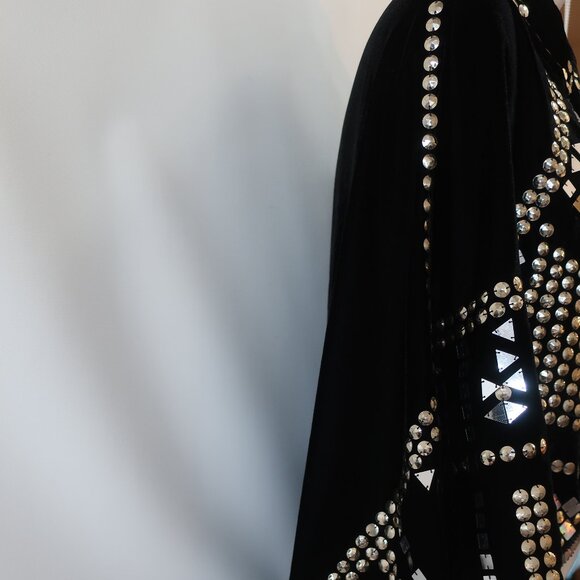 NWT Tina Demel Black Velvet Mirrored Embellished Peter Pan Collar Capelet OS - Picture 8 of 14